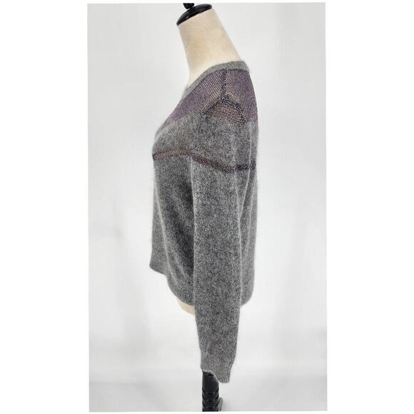 Rag & Bone Blaze Crewneck Metallic Mesh Mohair Sweater Heather Grey Size M - Picture 3 of 7